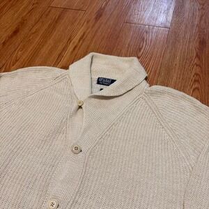 Polo Ralph Lauren Men's Cardigan Linen White Button Shawl Preppy Size XL